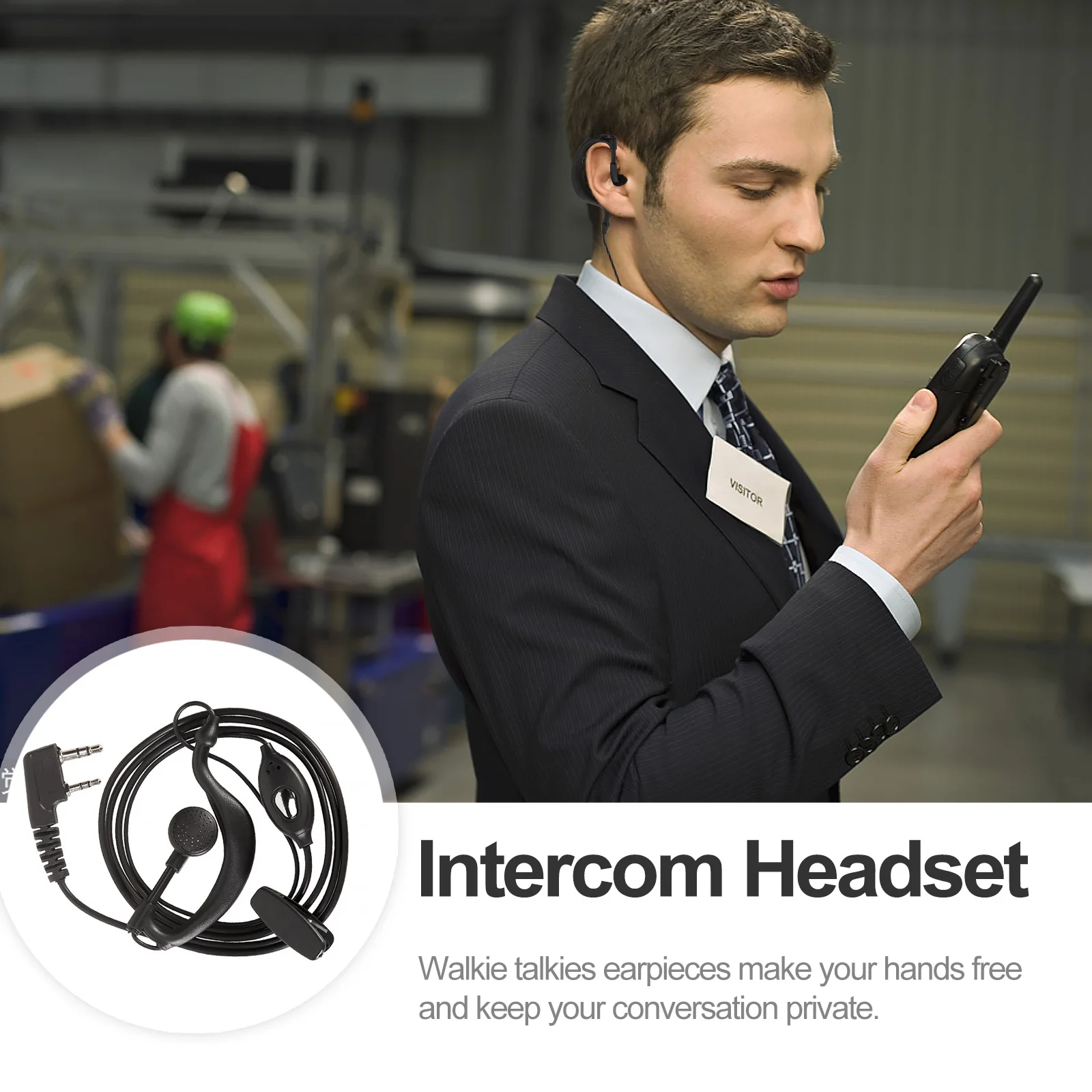 2 stuks oorhaak hoofdtelefoon walkietalkies duurzaam bedraad intercom headset beveiliging hotel restaurant praktisch gebruik langdurig veilig