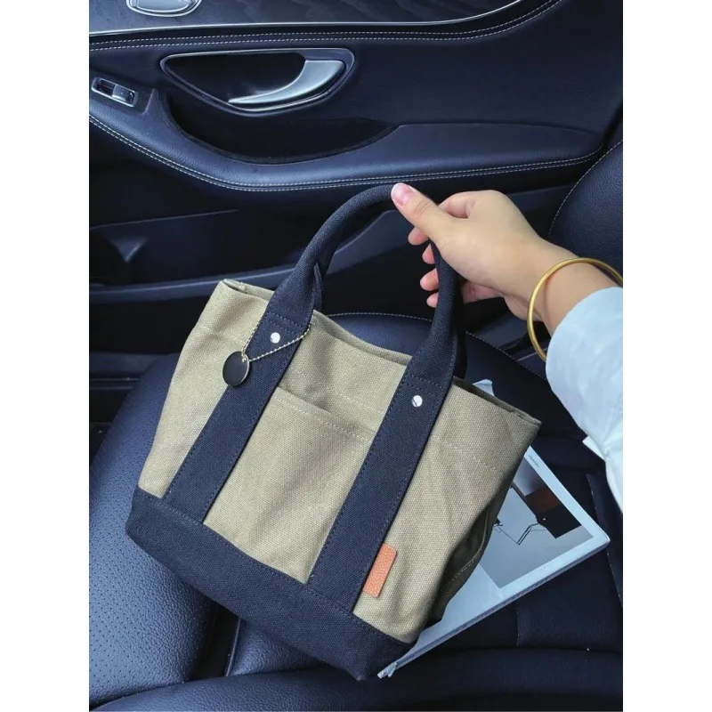 Sac fourre-tout en toile multi-divisé pour femme, cartable étudiant japonais, sac à main portable, grande capacité, sac à déjeuner E27, haute qualité