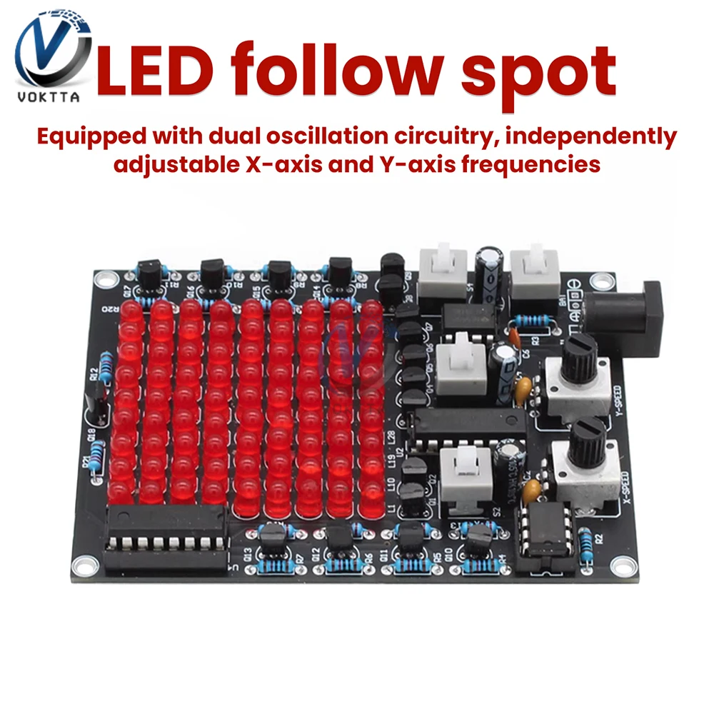 DC 4.5-9V 81 LED 추적 조명 DIY 키트 게임 X/Y축 모바일 조절 가능한 흐르는 물 조명 LED 용접 전자 연습 키트
