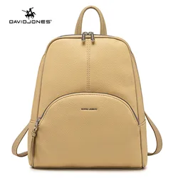 David Jones Ladies Fashion Travel Shoulder Bag Vintage Backpack for Women School Bags for Girl Soft Faux Leather Female Handbags