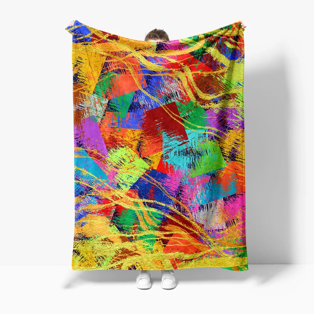 

Vibrant Abstract Brushstroke Design Kids Children Soft Fleece Blanket Throw Bed Sofa Cover