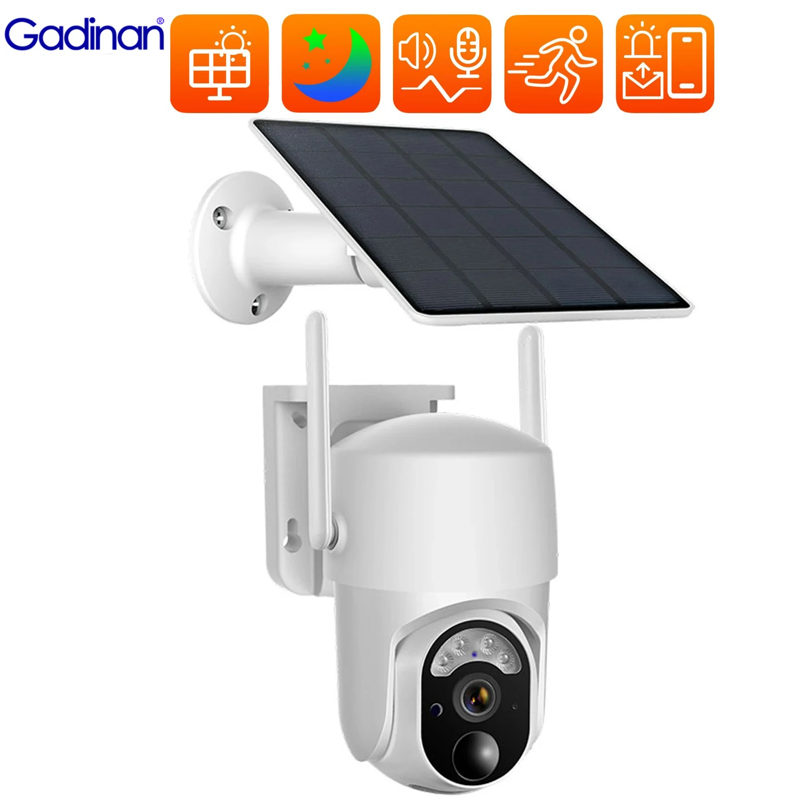 

Gadinan 4G WIFI PTZ Solar Camera 3MP Built-in Battery 2.8mm Outdoor Wireless Security Surveillance AI Human Detection IP Camera