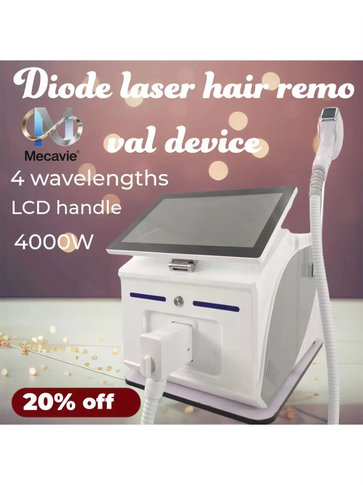 

Hot-selling 4000W diode laser hair removal with upgraded LCD handle, freezing point painless hair removal, 4 wavelengths