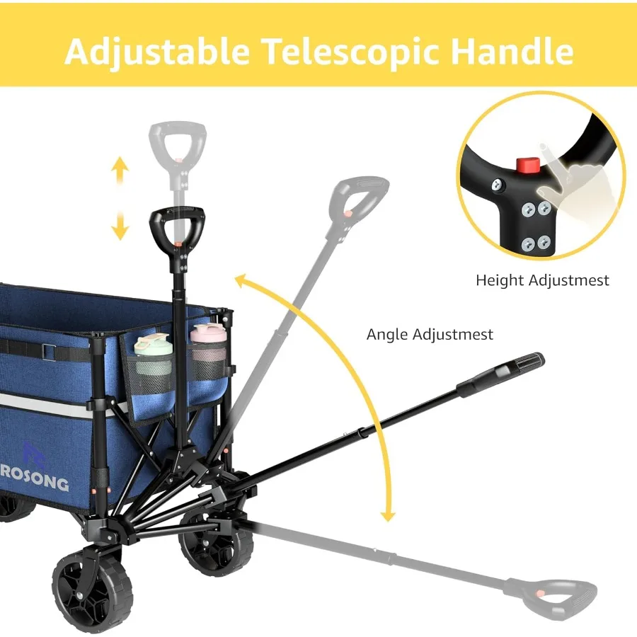 عربة عربة قابلة للطي بعجلات قابلة للطي وقابلة للطي وعربات شديدة التحمل للبقالة والرياضة والحديقة والتسوق والتخييم #6