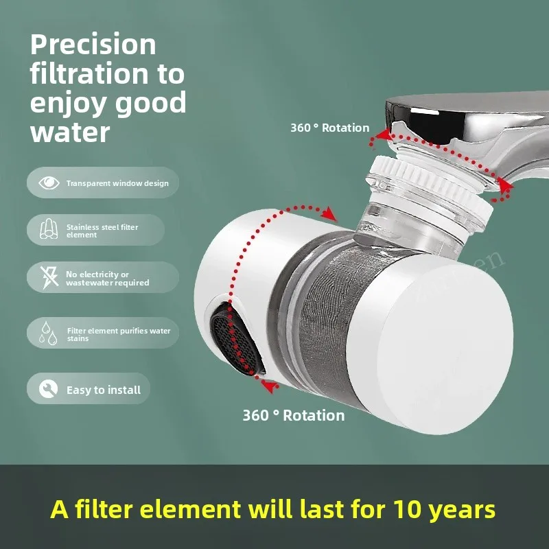 

Фильтр, брызгозащищенный очиститель водопроводной воды, фильтрация и давление, вращающаяся на 720 градусов универсальная удлинительная насадка