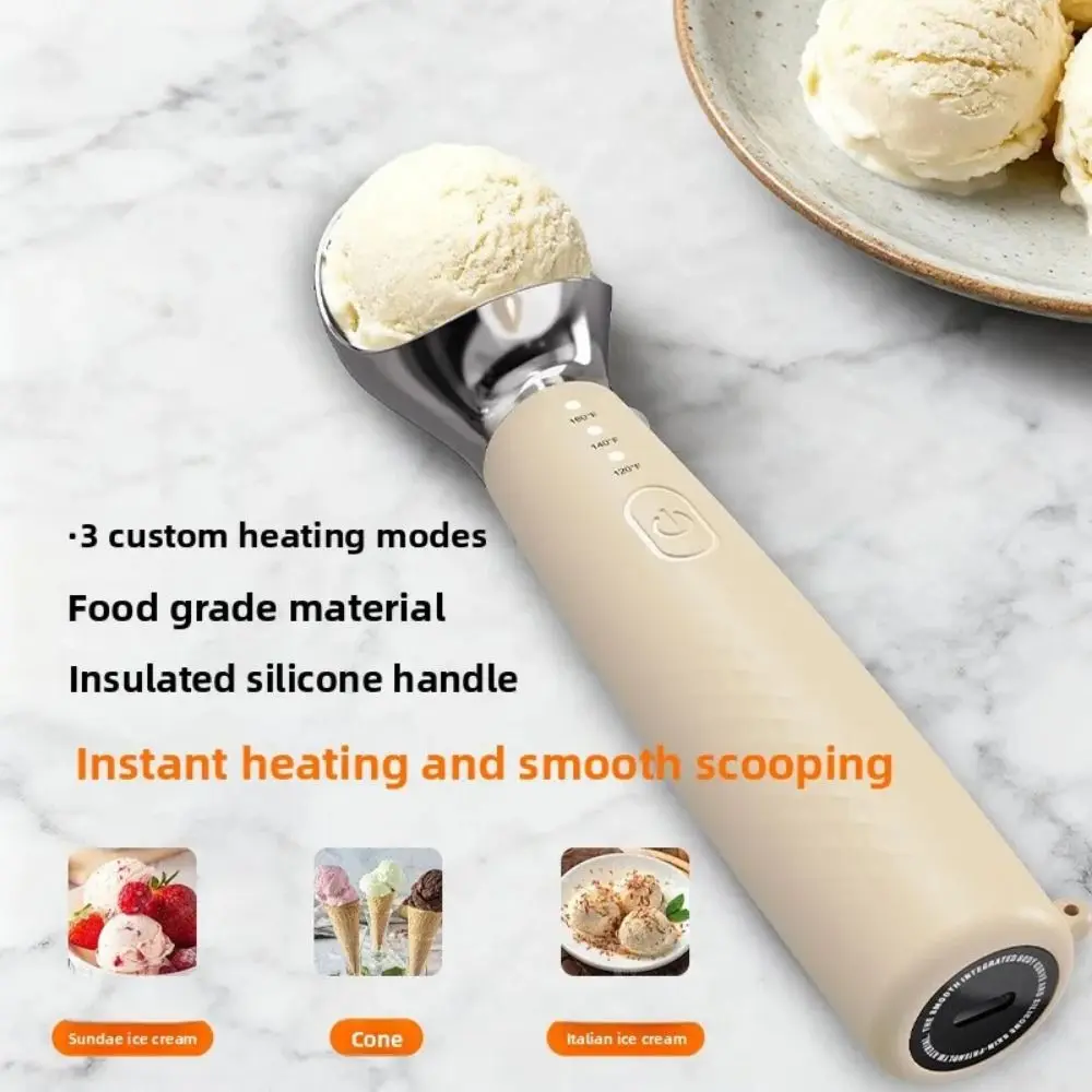 

Waterproof Heated Ice Cream Spoon 3 Speed Warming Quick Heating Electric Ice Cream Scooper Ergonomic Handle USB Rechargeable