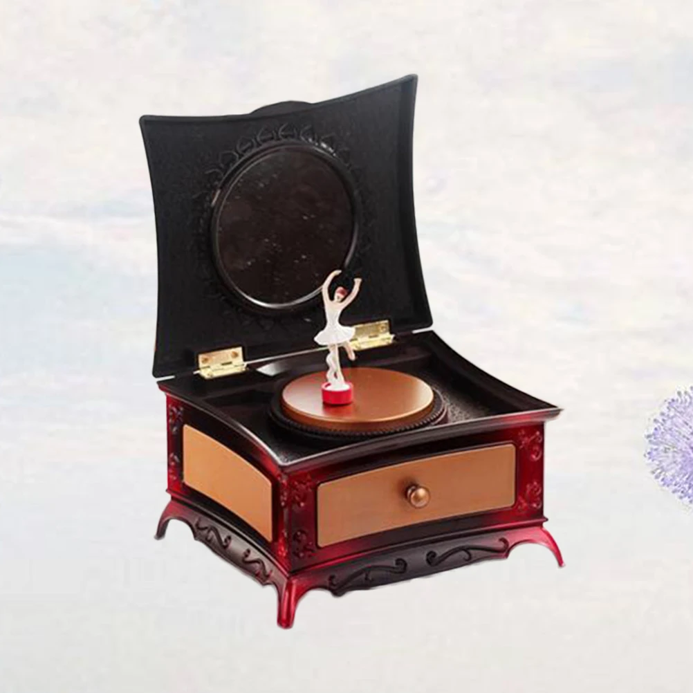 

Creative Plastic Ballet Dancer Jewelry Box Music Box Storage Case Classic Dresser with Mirror for Little Girls (Red)