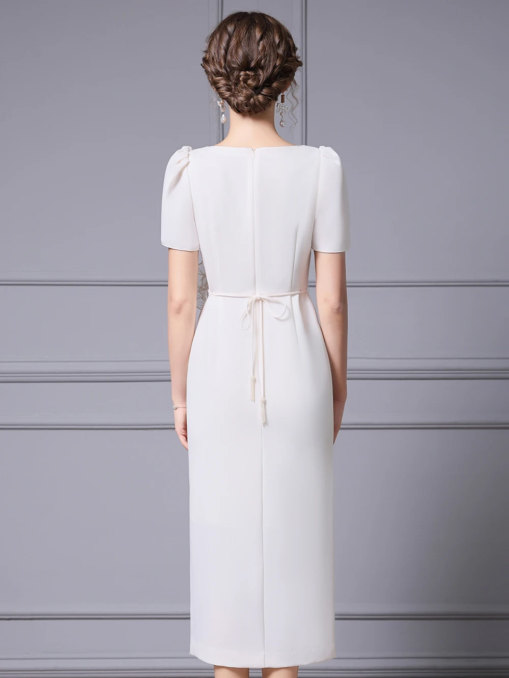 Ele White Evening Dr Damen-Sommer-Neues Sle 2025, bodenlanger Wickel-Körperrock, europäischer Organza-3D-Blume, hohe Taille