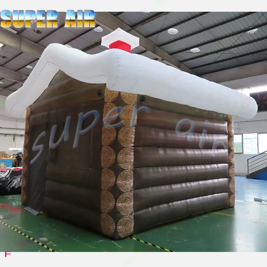 Attività all'aperto all'ingrosso Grosso di Babbo Natale gonfiabile da 4X3 m che esplode la casa di Natale con luce per la decorazione natalizia delle vacanze