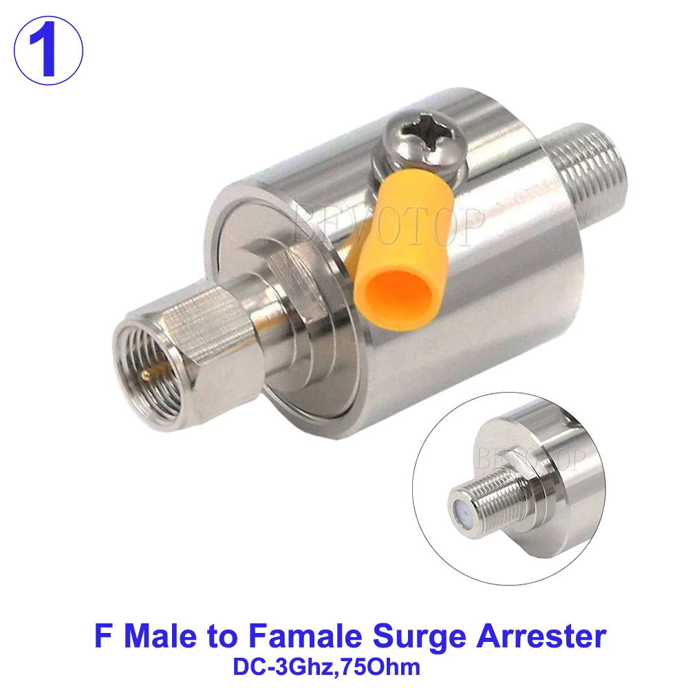 1Pcs Surge Arrester F Male/Female Connector DC-3GHz 75Ohm Lightning Surge Protector