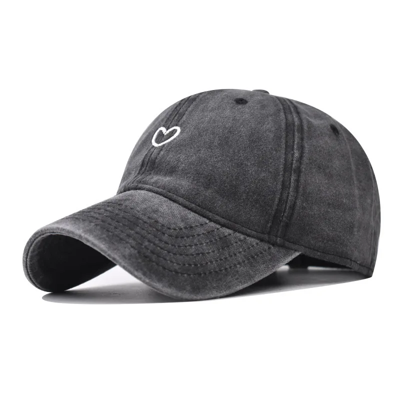 

Vintage Washed Distressed Baseball Cap Golf Dad Hat Pure Cotton Washed Vintage Cute Little Heart Embroidered Baseball For Men