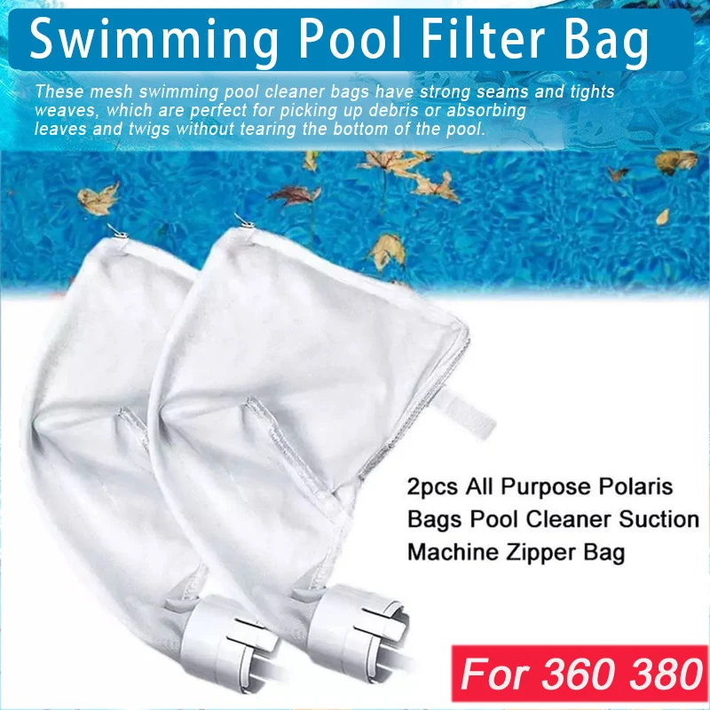 2pcs 360 380 All Purpose Zipper Bag Replace Polaris 360 380 Pool Cleaner Zipper Bag Swimming Pool Filter Bag Polaris Replacement