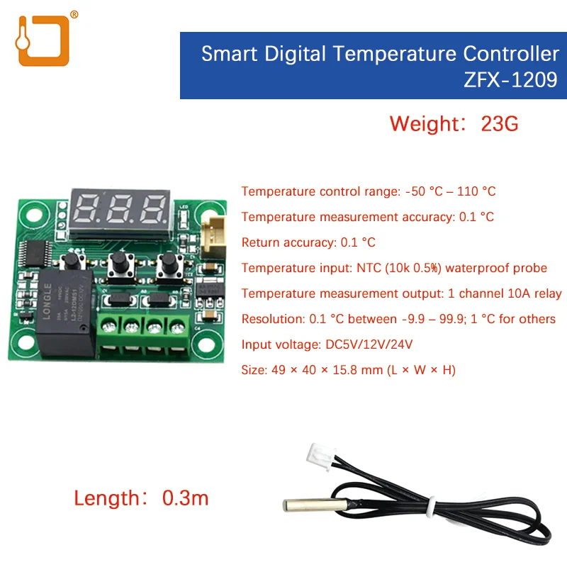 W1209 DC 5V 12V 24V Heat Cool Temp Thermostat Temperature Control Switch Temperature Controller Thermometer Thermo Controller