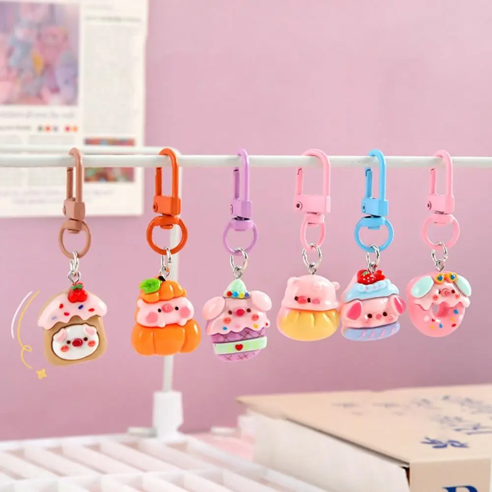 Creative Piggy Doll Keychain Cute Patterns Resin Cartoon Doll Pendant Highly Attractive Three-dimensional Pig Key Ring Friend