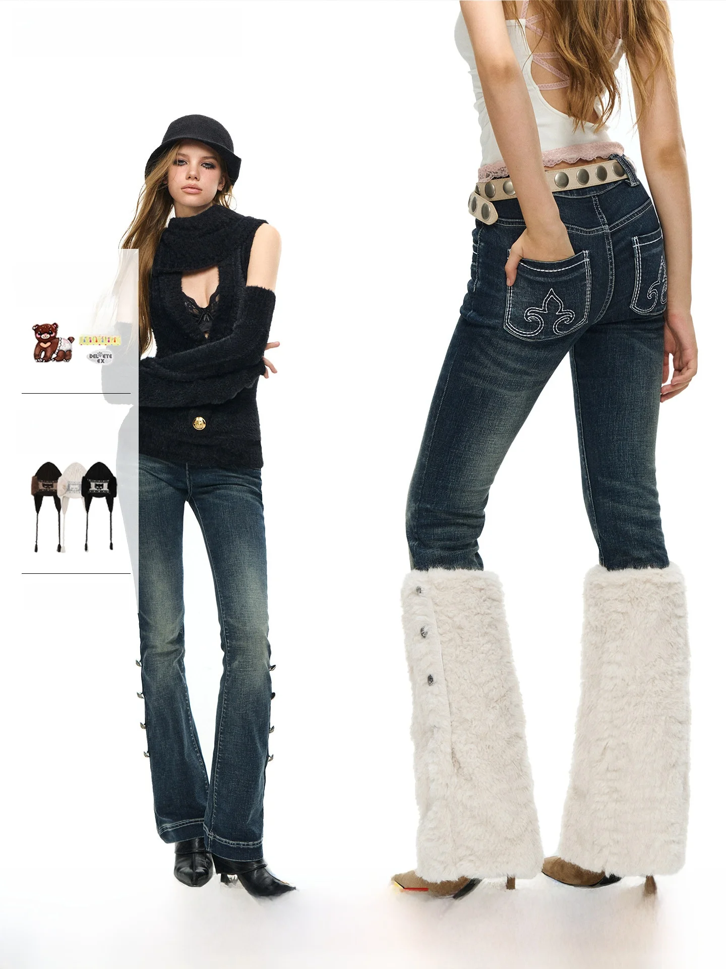 Slim Fit High Waist Denim Jeans Women's Micro Flared Nine Point Pants Butt Enhancing Elastic Hip Women's Jeans Cotton Polyest...
