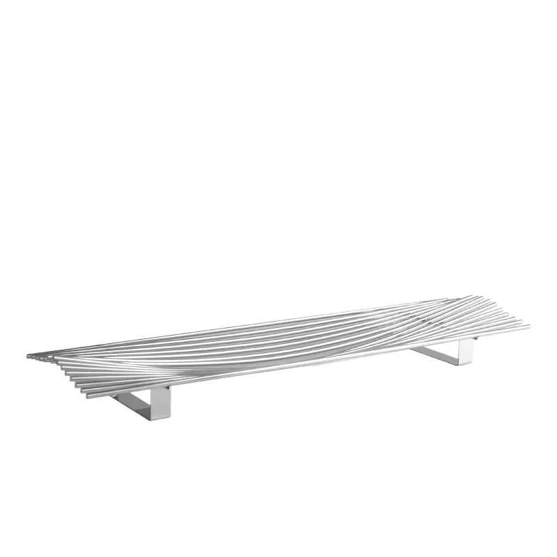 

Stainless steel line tray ornament, model room hotel villa creative decoration storage tray