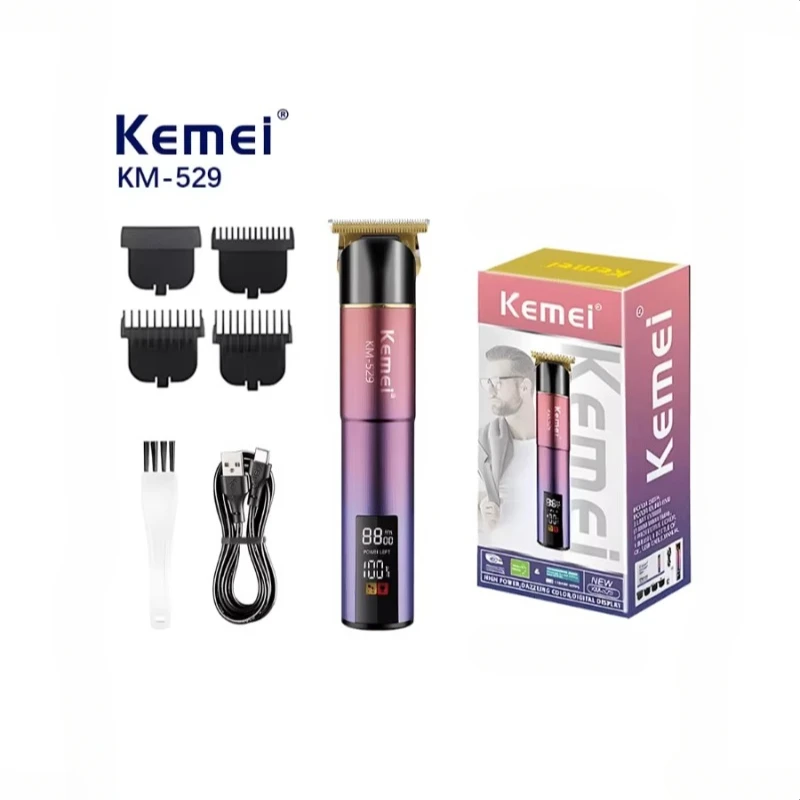 

Kemei KM-529 Electric Push Clipper New LED LCD Digital Display USB Fast Charging Pusher Hair Salon Barber