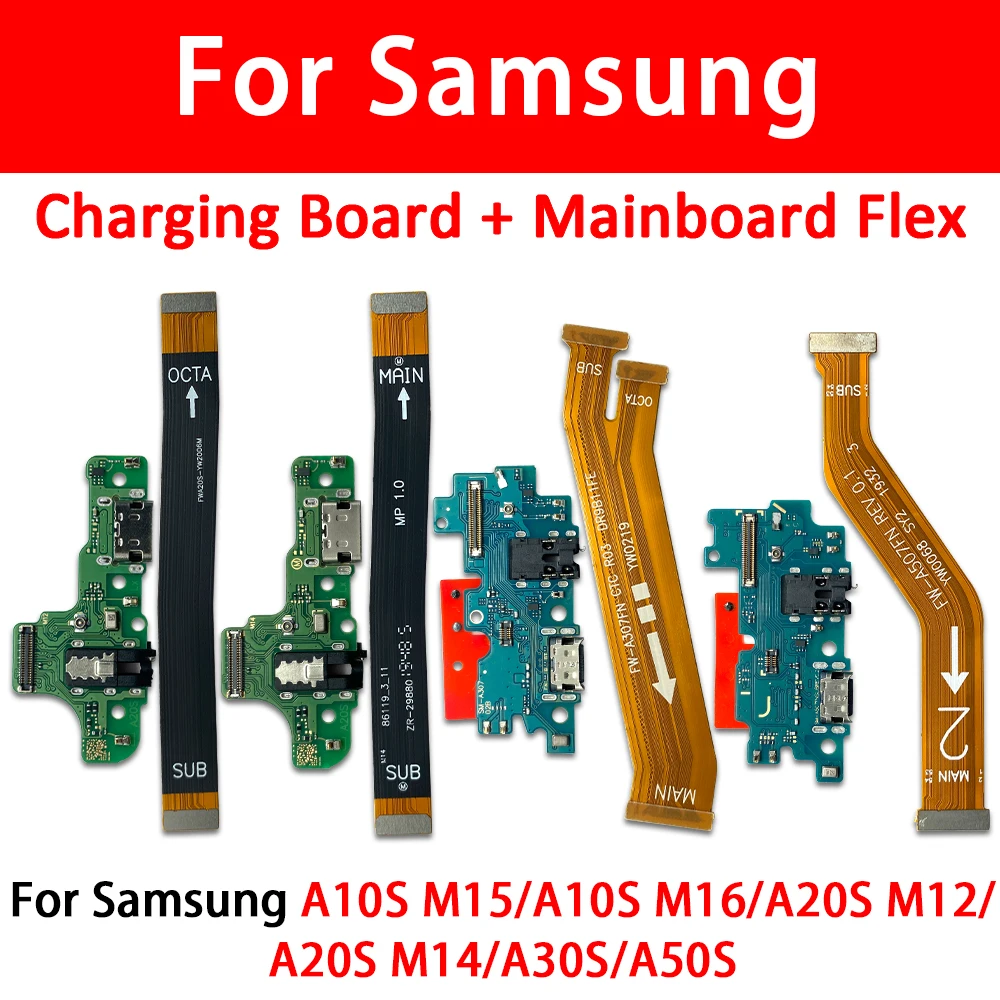 Pièces de connecteur de carte de port de charge USB et carte mère principale, câble flexible LCD, Samsung A70, A40, A10S, A20S, A30S, A50S, A21S,