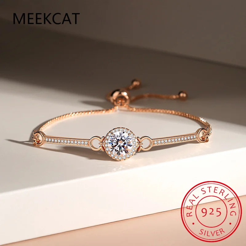 

1.0 Cttw 925 Sterling Silver White Moissanite Bracelet For Women 18K Gold Plated Diamond Bangle Jewelry Pulseiras De Prata