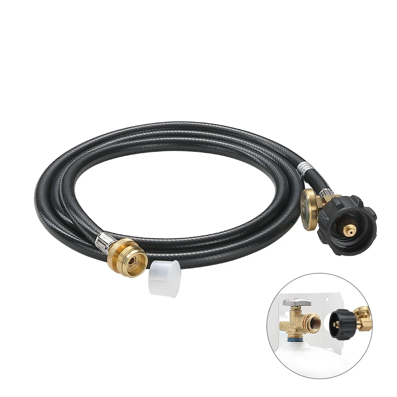 CAMPINGMOON PZ-106 Adaptador de estufa de camping de propano a butano con conversión de válvula de tubo de manguera extensible de goma
