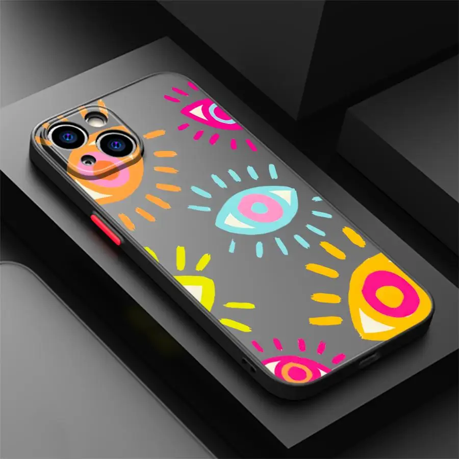 Funda Protectora para iPhone 17 Pro Max, 13 Mini, 17e, Air, 12, 16 Plus, 7, 8, SE, 15, XS, XR, 11, 14 con Diseño de Ojos Coloridos