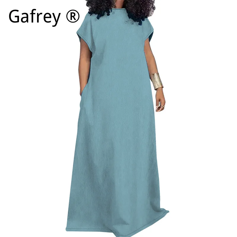 XXXXL Plus Size Women Denim Maxi Dress Sleeveless Backless Casual Slim Fit Vintage Fashion Long Jean Dress Elegant Party Outfit - view 2