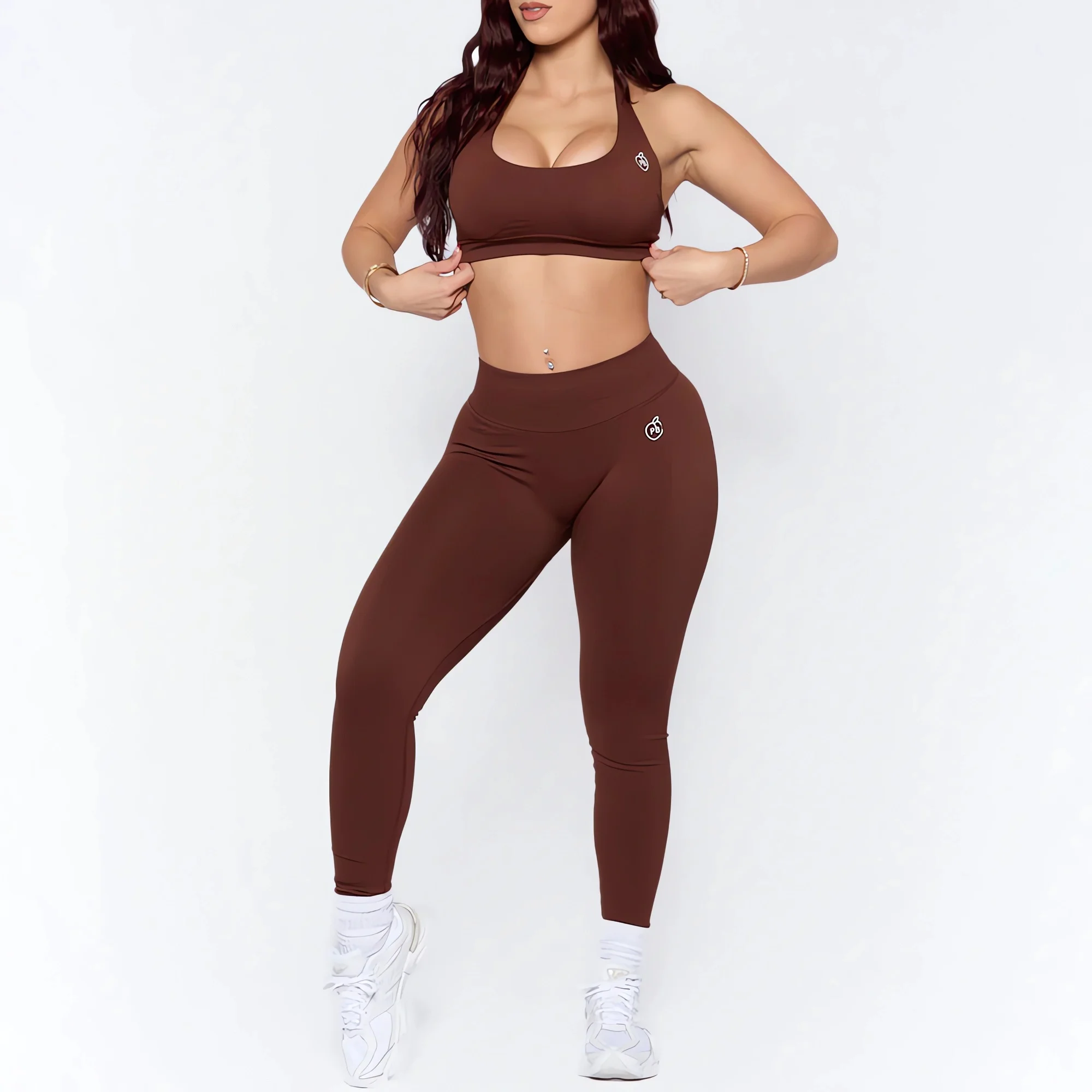 Bum Women Yoga Sets 2025 Shaping Scrunch Butt Leggings And Impact Sports Bra Women 2pcs Seamless Suits Gym Sexy Halter Bra Set