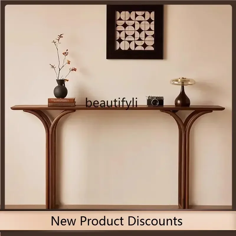 NQ52 Great discounts New Chinese-style solid wood entrance, black walnut strip case, ancient style  foyer entrance table, creati