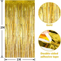 Cheap as a Party Metallic Tinsel Foil Fringe Curtains Backdrop for Birthday New Year Eve Party Photo Wedding Baby Shower Decor 2