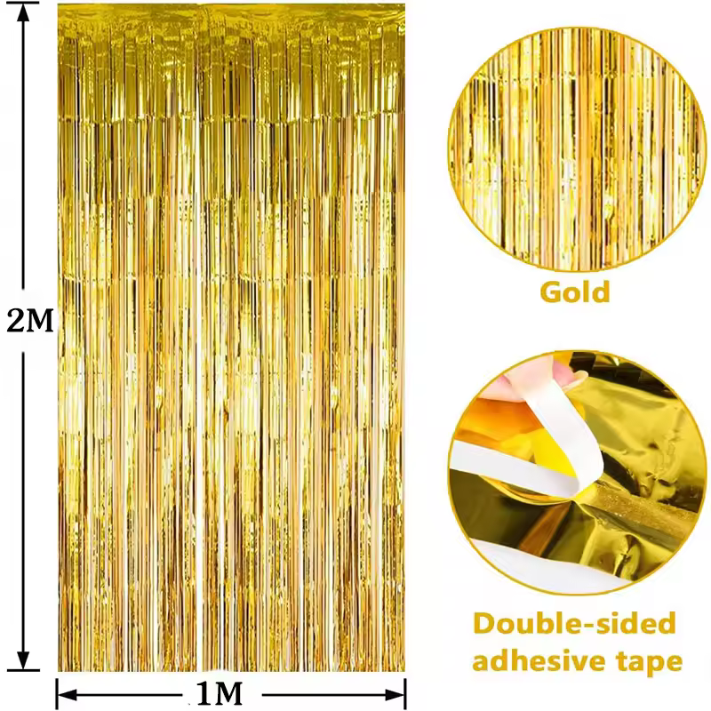 Cheap as a Party Metallic Tinsel Foil Fringe Curtains Backdrop for Birthday New Year Eve Party Photo Wedding Decor - Image 2