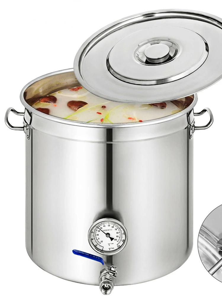 Multi-Size/Type Soup Barrels Stock Pot Stainless Steel with Dust-Proof Lid Reinforced Handles Thick Wall for Kitchen Home