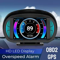 Car Head Up Display Over Speed Alert Safety Alert P2 Dual System HUD Turbo Brake Test OBD2 GPS Speedometer Grade Inclinometer