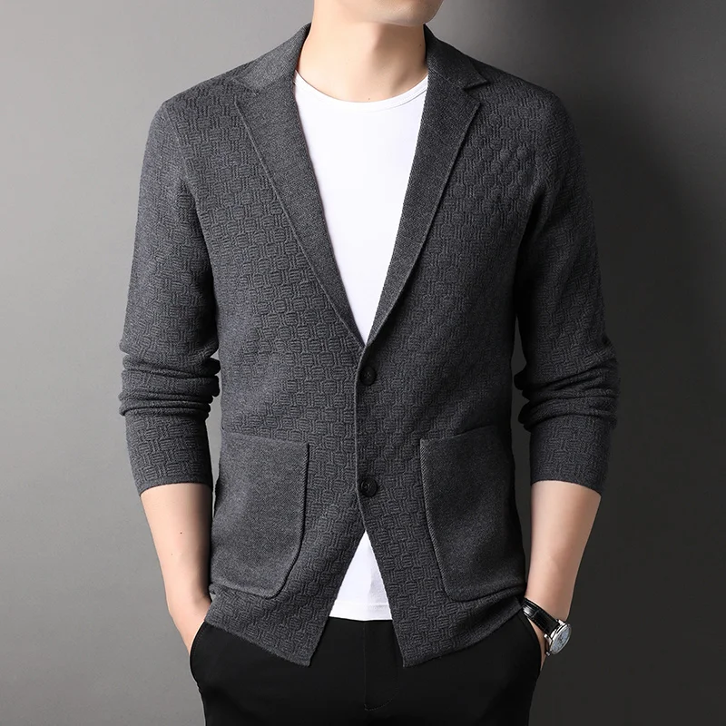 Top Grade New Brand Designer Classic Korean Fashion Knit Cardigan Cool Jackets For Men Casual Style Stylist Coats Men\'s Clothing