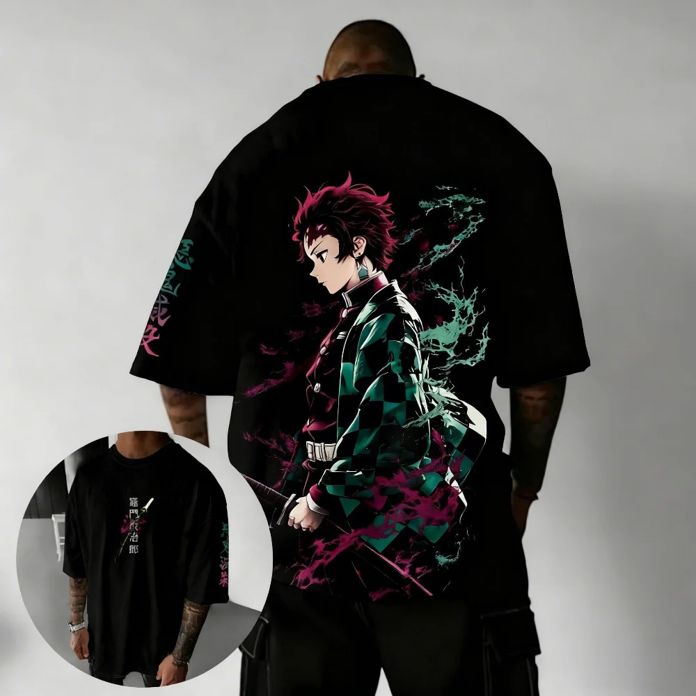Demon Slayer Blade Charcoal Jiro Pattern T-shirt for Men's Harajuku Style Manga Enthusiasts Y2K Unisex T-shirt