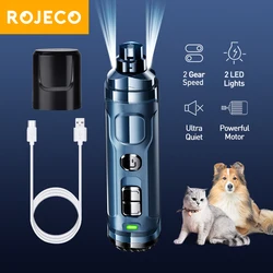 ROJECO Painless Dog Nail Clippers with LED Light USB Charging Pet Nail Grinders for Dog Cats Paws Nail Grooming Trimmer Tool Kit