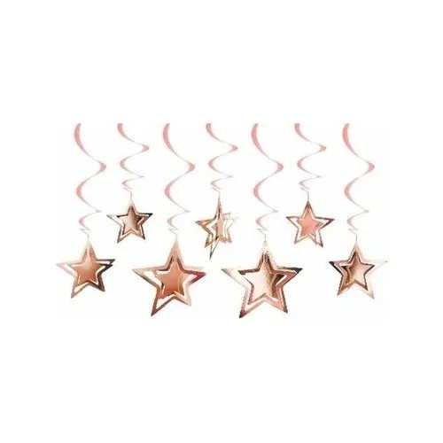 Aydınlı 3 Dimensional Spiral Rose Color Star Shaped Ceiling Hangings Süsü 10 PCs