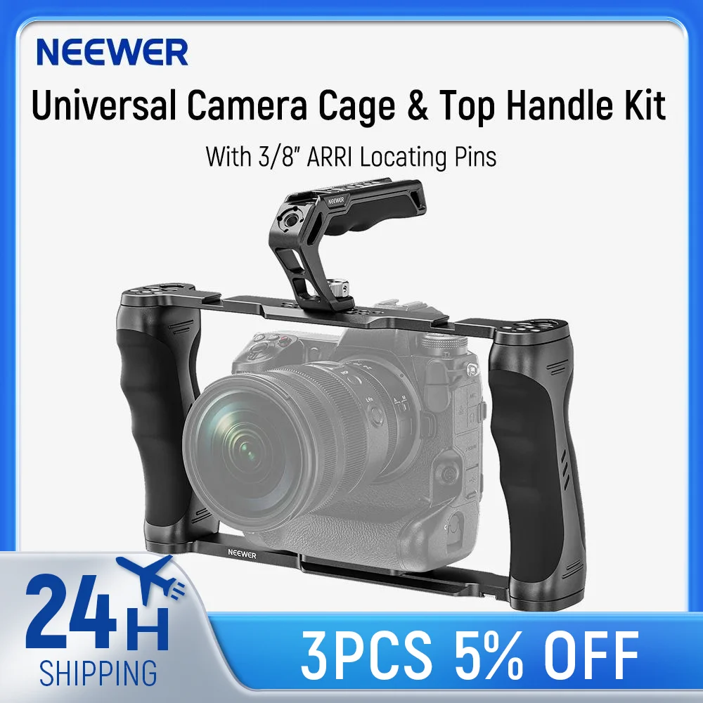 neewer-調整キット付きユニバーサルカメラケージとトップハンドル、ビデオプラットフォーム、arcaタイプベースのスタビライザー、3-8インチ
