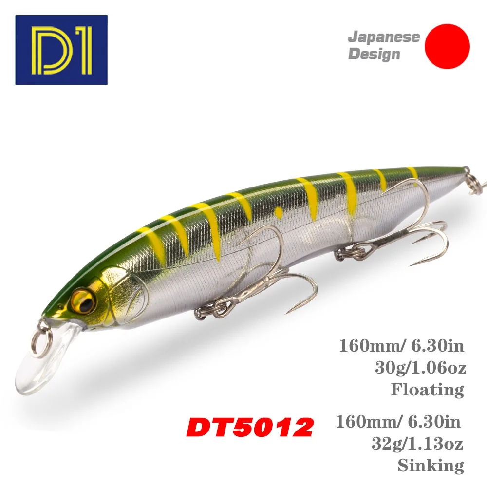 

D1 Minnow Fishing Lure 160mmF/160mmS Jerkbait Artificial Tungsten Beads Hard Wobblers Depth 0.5~1m For Bass Pike Tackle 2021