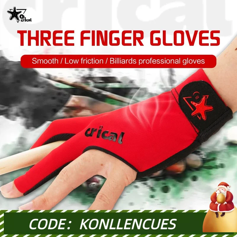 

CRICAL-Lycra Billiard Glove for Billiard Training, Comfortable Snooker Cue Gloves, Right and Left Hand, 3 Fingers, Accessories