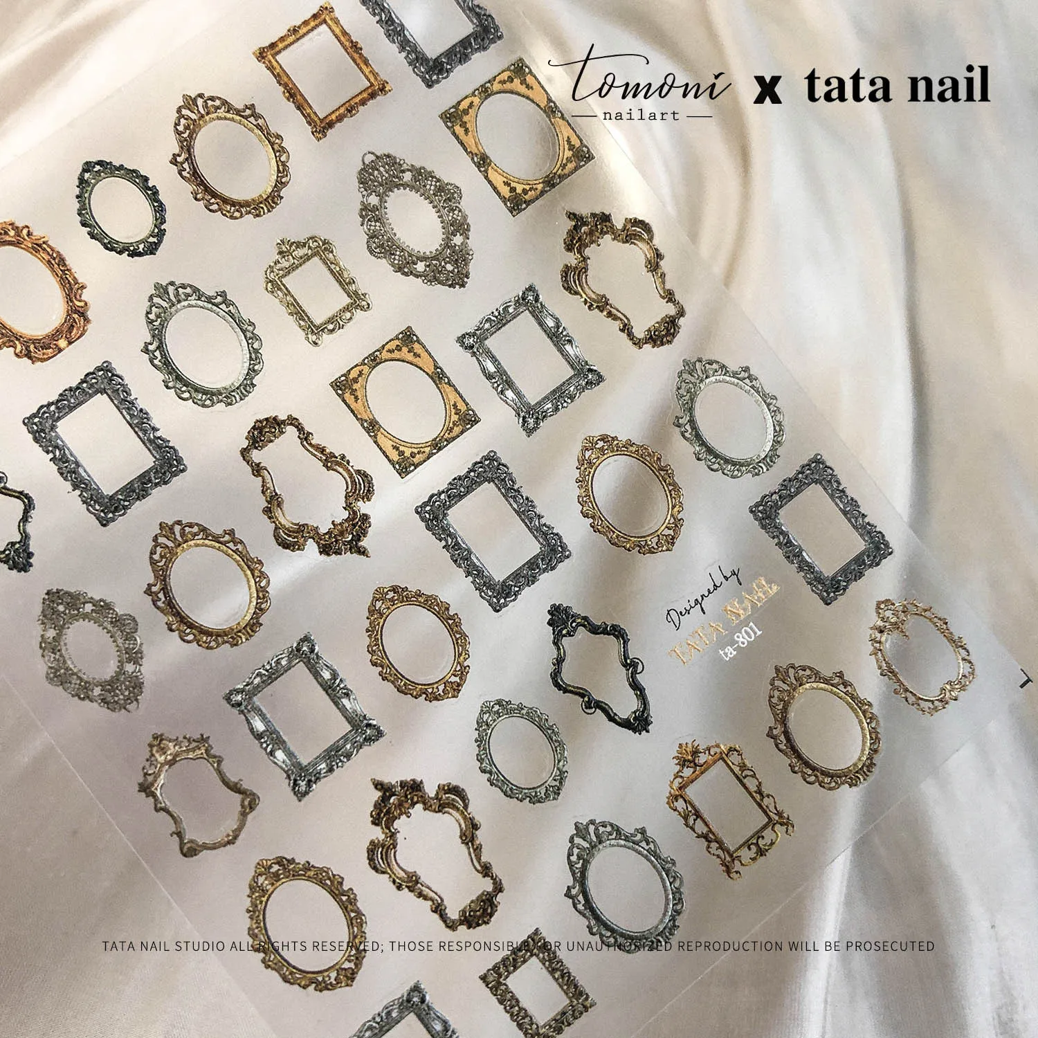 أنيقة هندسية الذهب ختم 5D مسمار الفن ملصقات الفرنسية منحنى مجردة شظايا فريدة من نوعها الفنية ذاتية اللصق مانيكير صائق