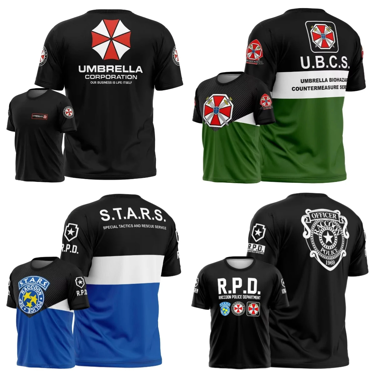 2026 Movie Resident Evil Umbrella R.P.D. Sport U.B.C.S. Quick-dry Breathable 3D Print Men T-shirt Harajuku Short Sleeve