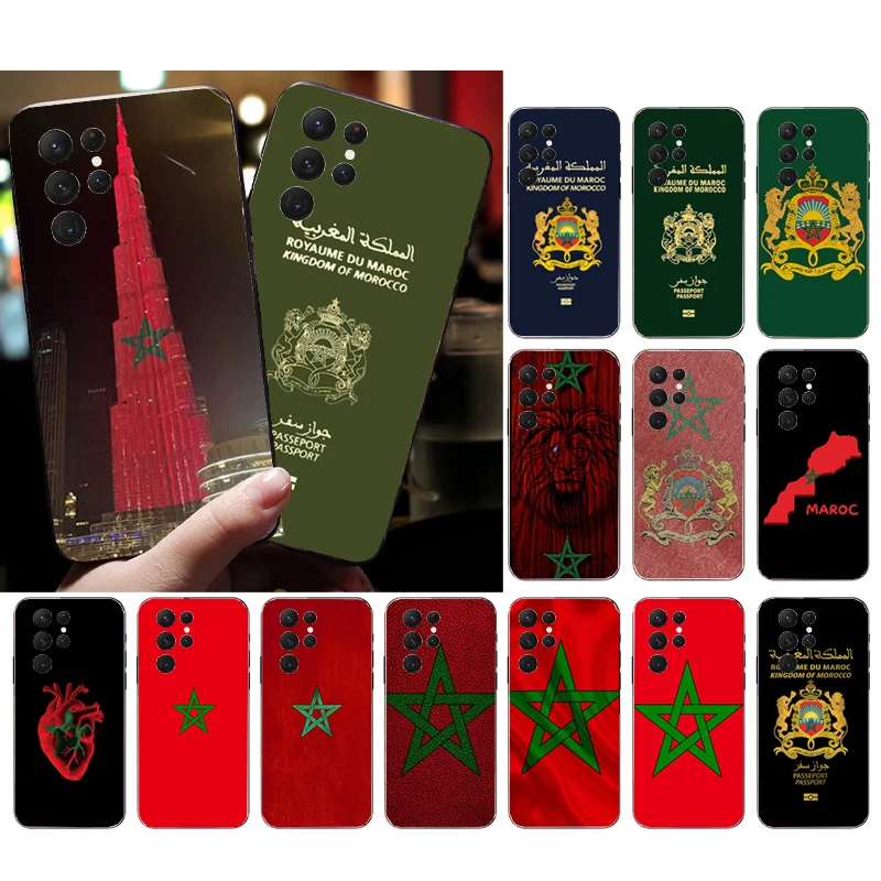 Morocco Flag Passport Phone Case For S24 S23 S22 S21 S20 Ultra S20 S22 S21 S23 S20 FE S24 Plus