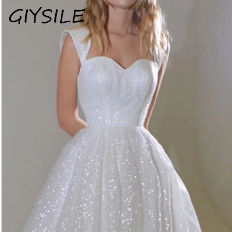 

Белое вечернее платье 2025 года, блестящее мини-платье с блестками, женское блестящее тюлевое бальное платье с короткими рукавами, вечернее платье для девочек