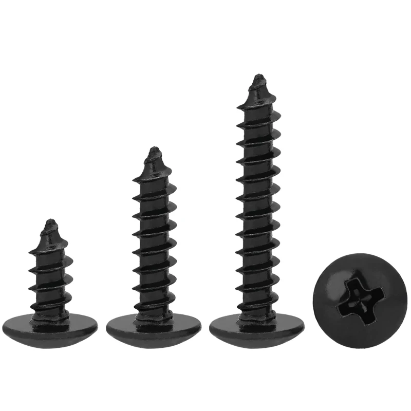 Tornillos autorroscantes Phillips, cabeza de armazón de acero negro, M5, M2.6, M3, M4, M6, 20/ 50/ 100 piezas