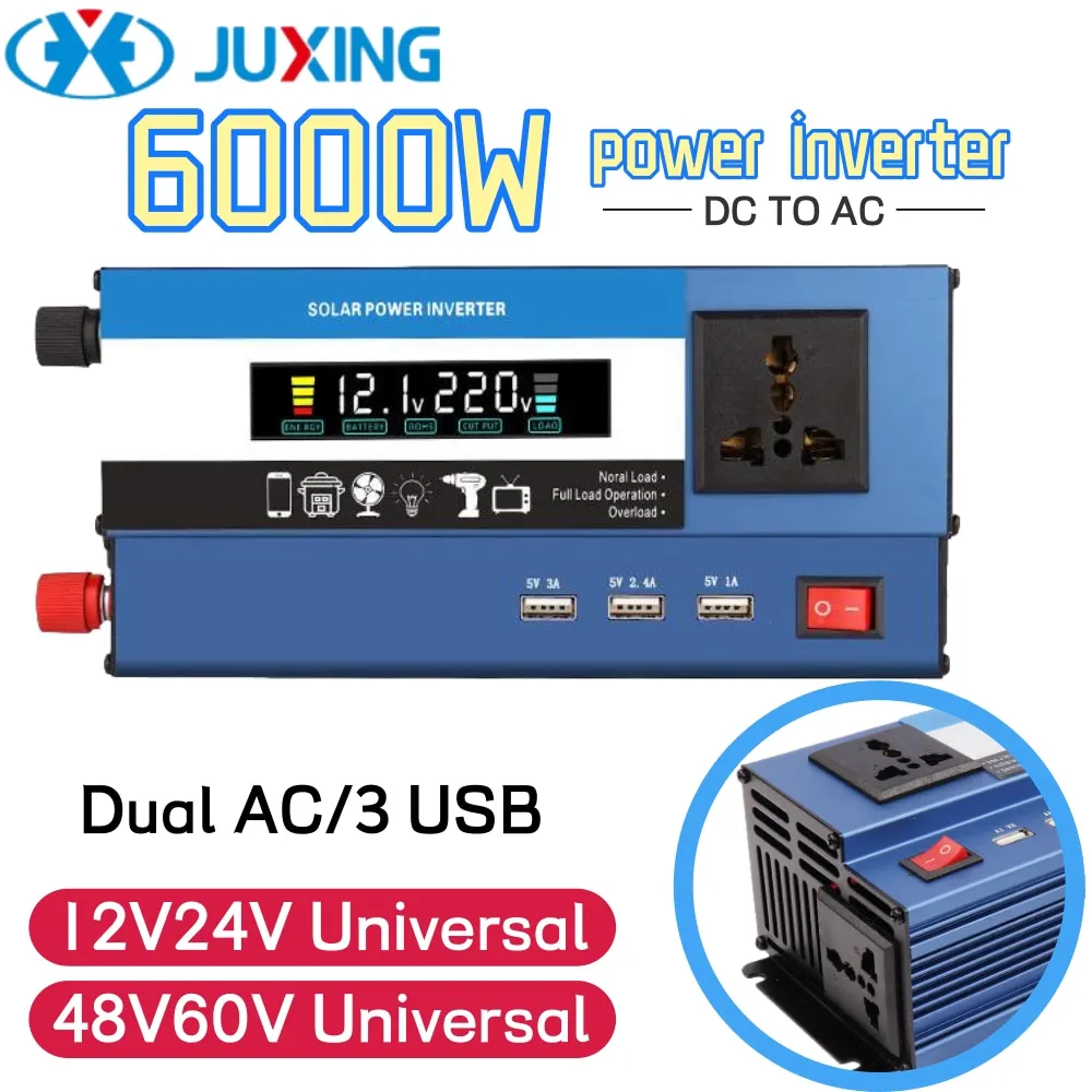 JUXING Power Inverter 6000W DC 12V24V Universal to AC 220V AC Converter Equipped With Multiple Power Ports