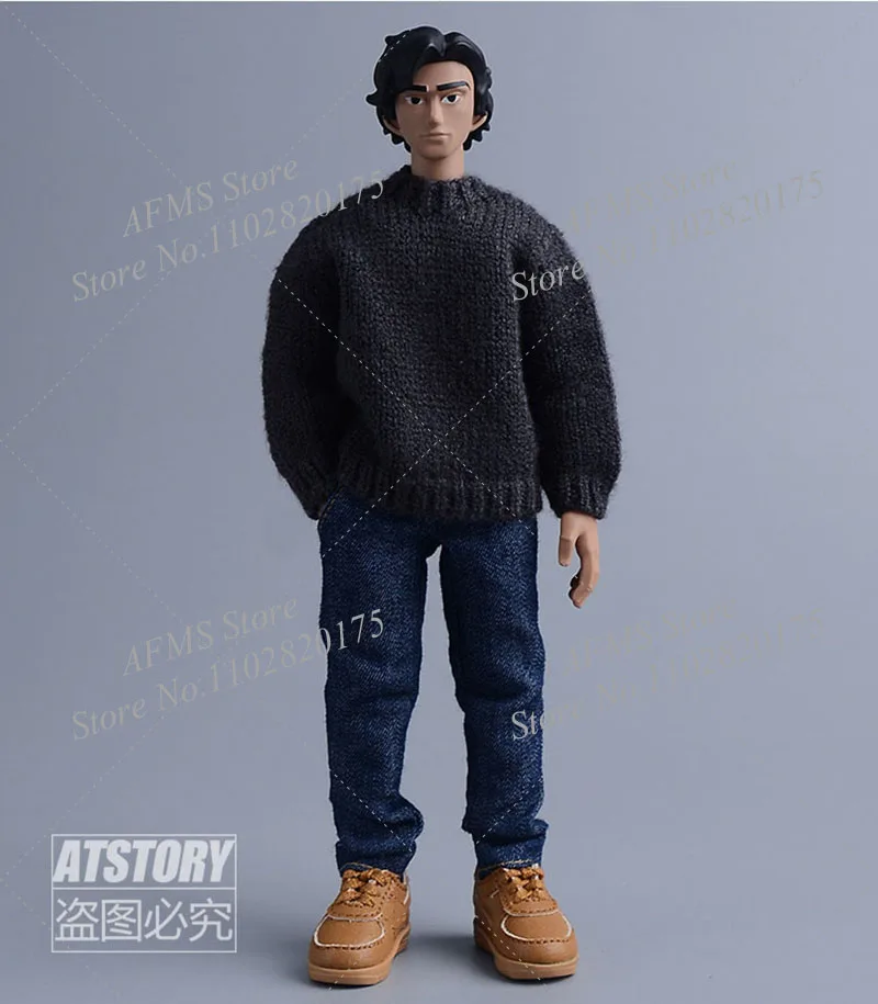 Figura da collezione in scala 1/12 maglione lavorato a maglia tendenza top con cappuccio a maniche lunghe adatti per bambole Bjd soldato Action Figure da 6 pollici