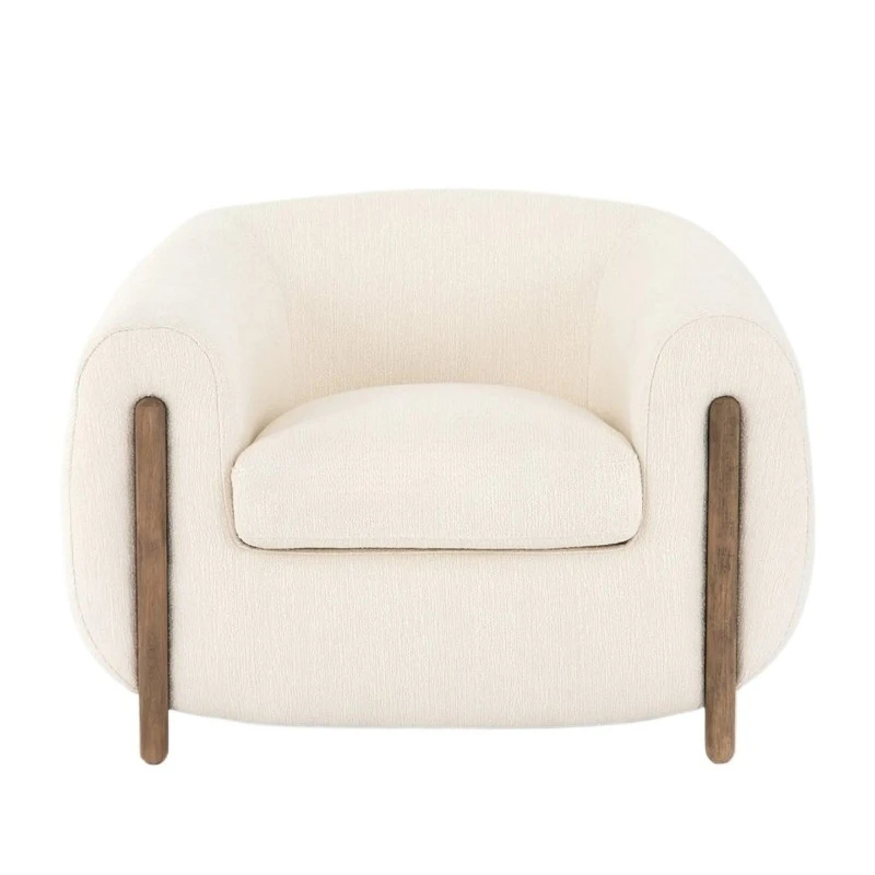 

Lamb wool fabric single sofa chair Nordic cream style Internet celebrity hotel homestay solid wood sofa