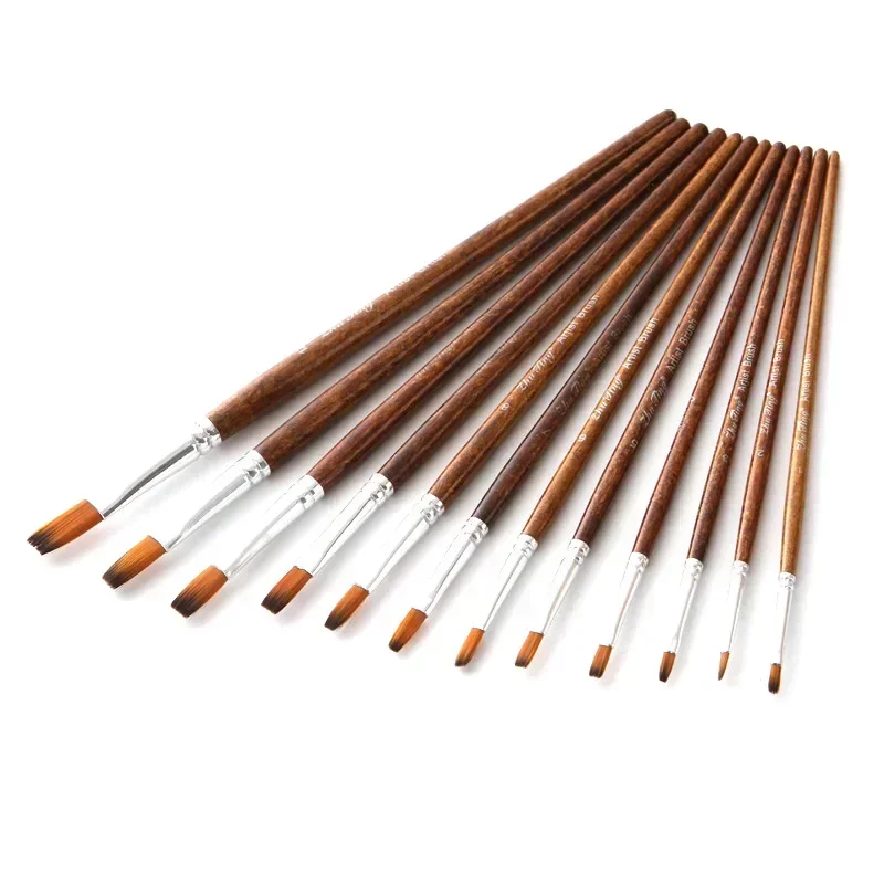 Premium 12-Piece Artist Paint Brush Set - Ultra-Durable Nylon Bristles for Acrylic, Watercolor, Oil & Body Painting