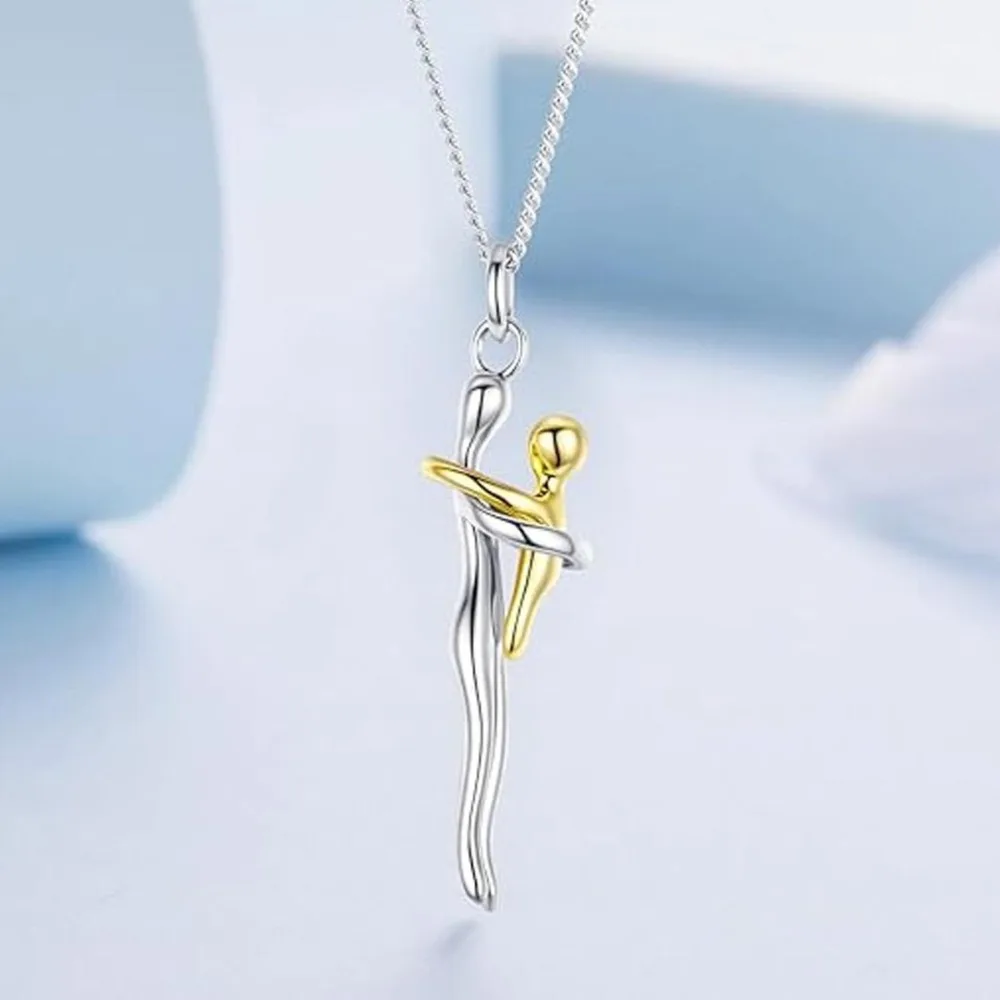 Collarbone Chain Mother Child Hugging Necklace Daily Wear Chic Hug Pendant Romantic Adjustable Love Symbol Necklace