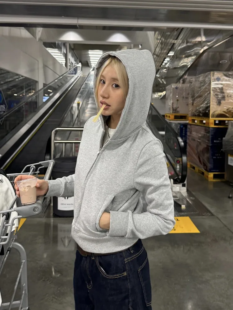 

Chuan Chuan Ya Zheng oulder Pure Color Slim Fit Толстовка Кардиган Женская пряная осенняя новая верхняя одежда Street Sle...